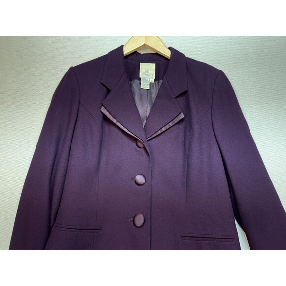 En Avance Women's Rayon Pant Suit Set Three Button Blazer Size 8 Purple - Picture 5 of 16